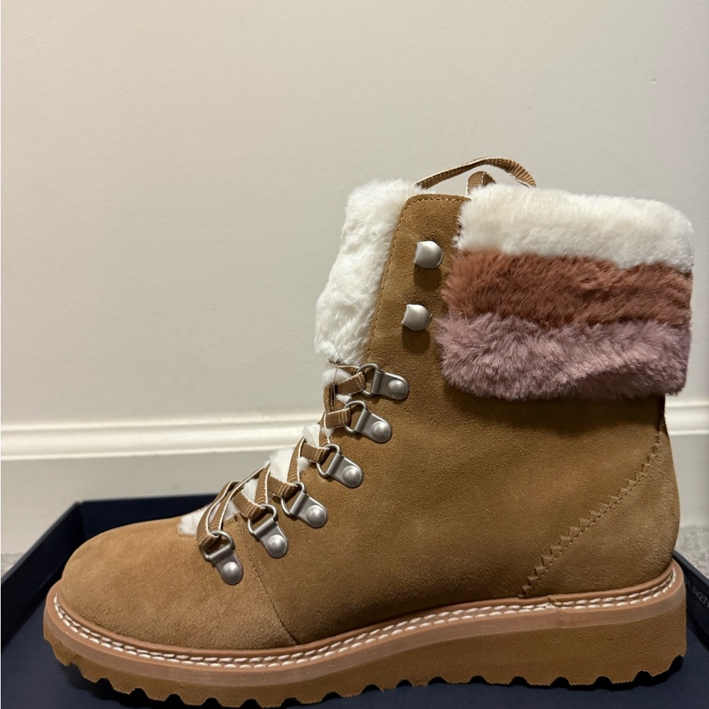 NEW Splendid Evita Faux Fur-Trim Suede Booys